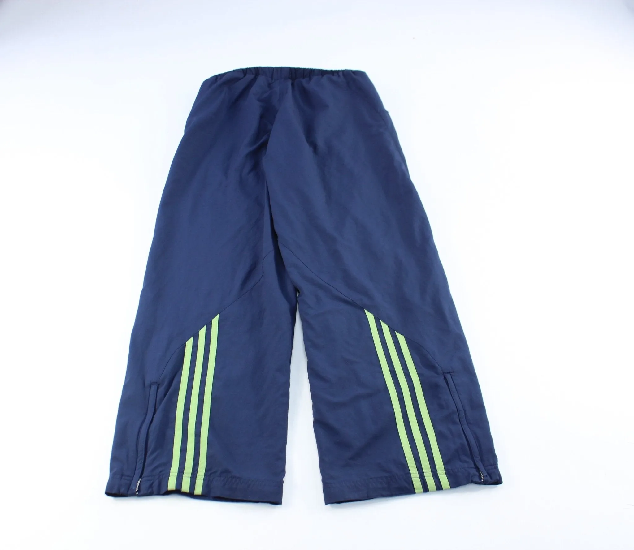 Adidas Embroidered Logo Navy Blue & Green Striped Pants