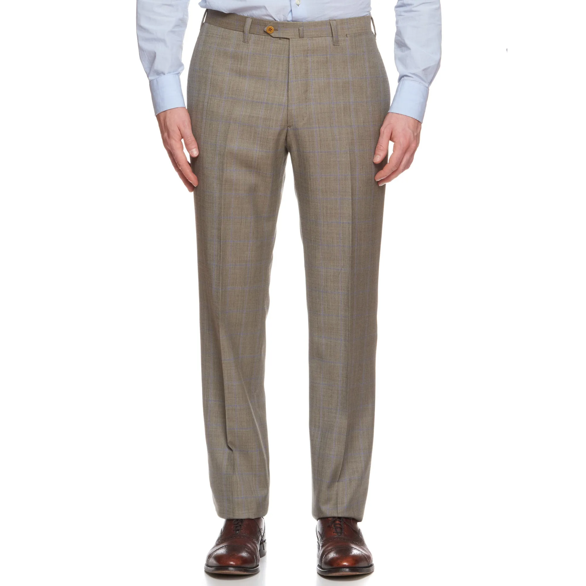 CESARE ATTOLINI Napoli Handmade Gray Plaid Wool Super 130's Suit EU 52 NEW US 42
