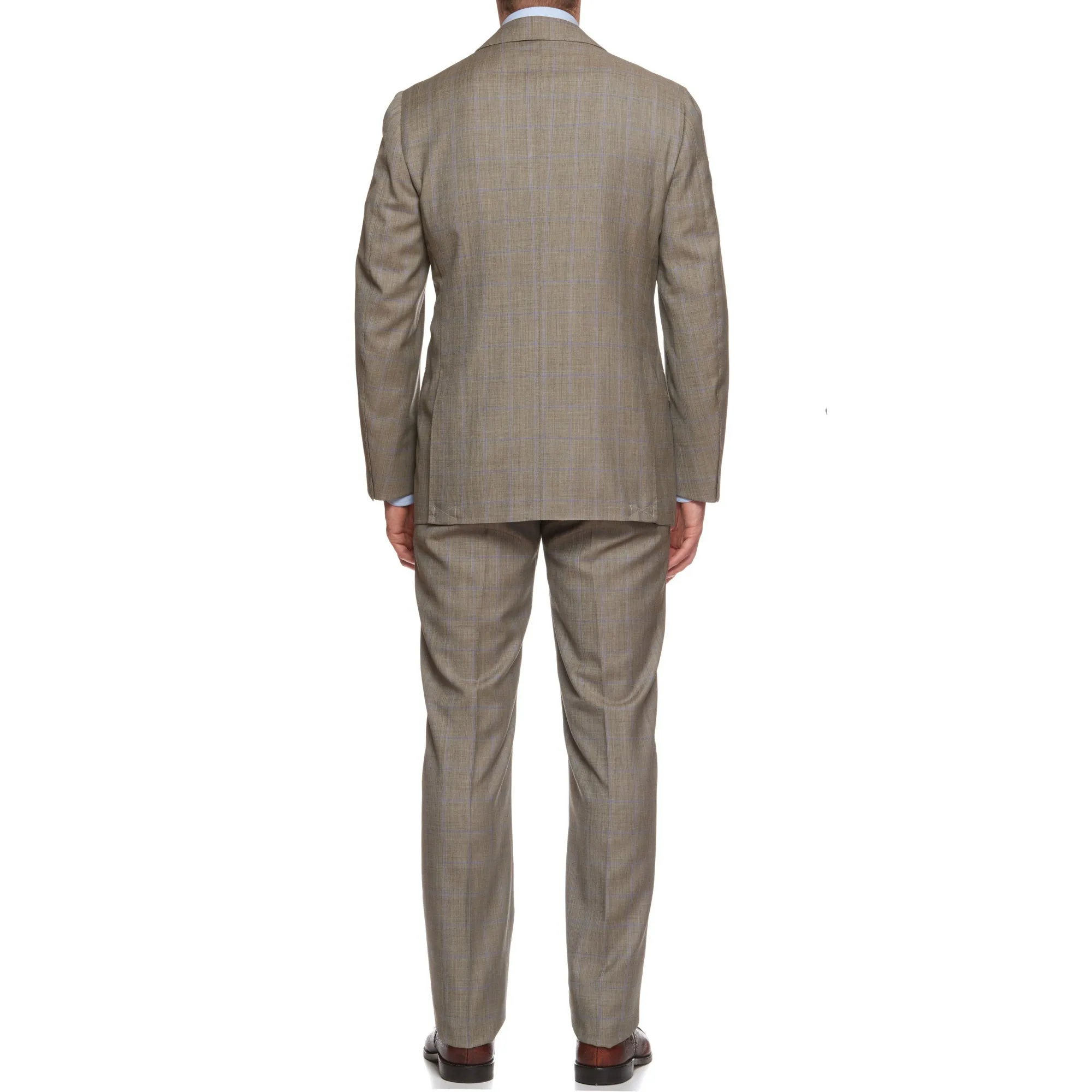 CESARE ATTOLINI Napoli Handmade Gray Plaid Wool Super 130's Suit EU 52 NEW US 42