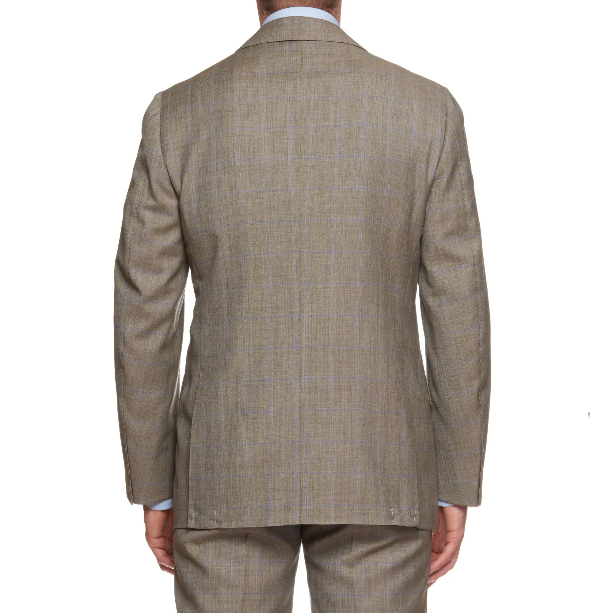 CESARE ATTOLINI Napoli Handmade Gray Plaid Wool Super 130's Suit EU 52 NEW US 42