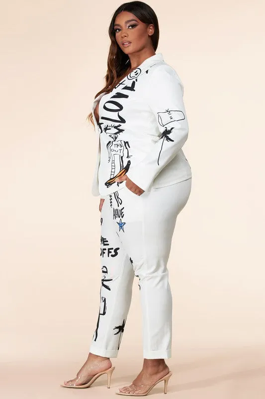 Chic Tattoo Pant Suit