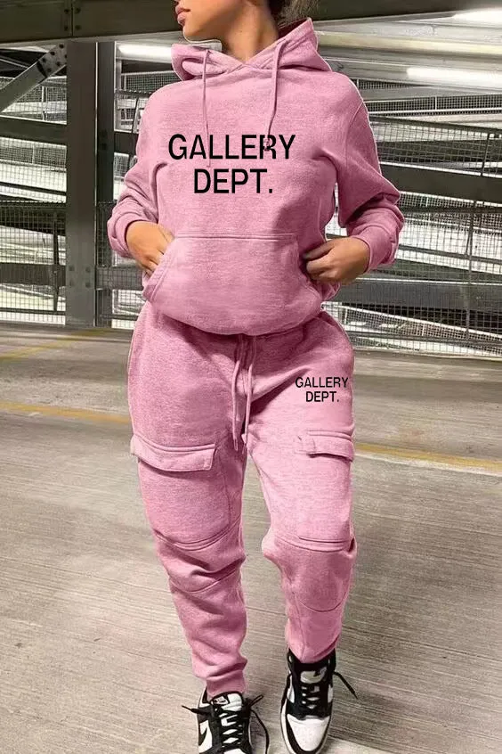Fashion print hooded two-piece suit (AY2538)