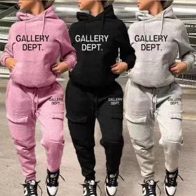 Fashion print hooded two-piece suit (AY2538)