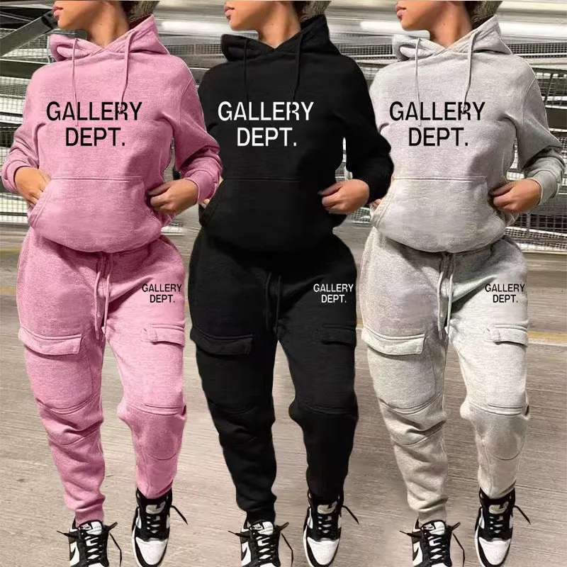 Fashion print hooded two-piece suit (AY2538)