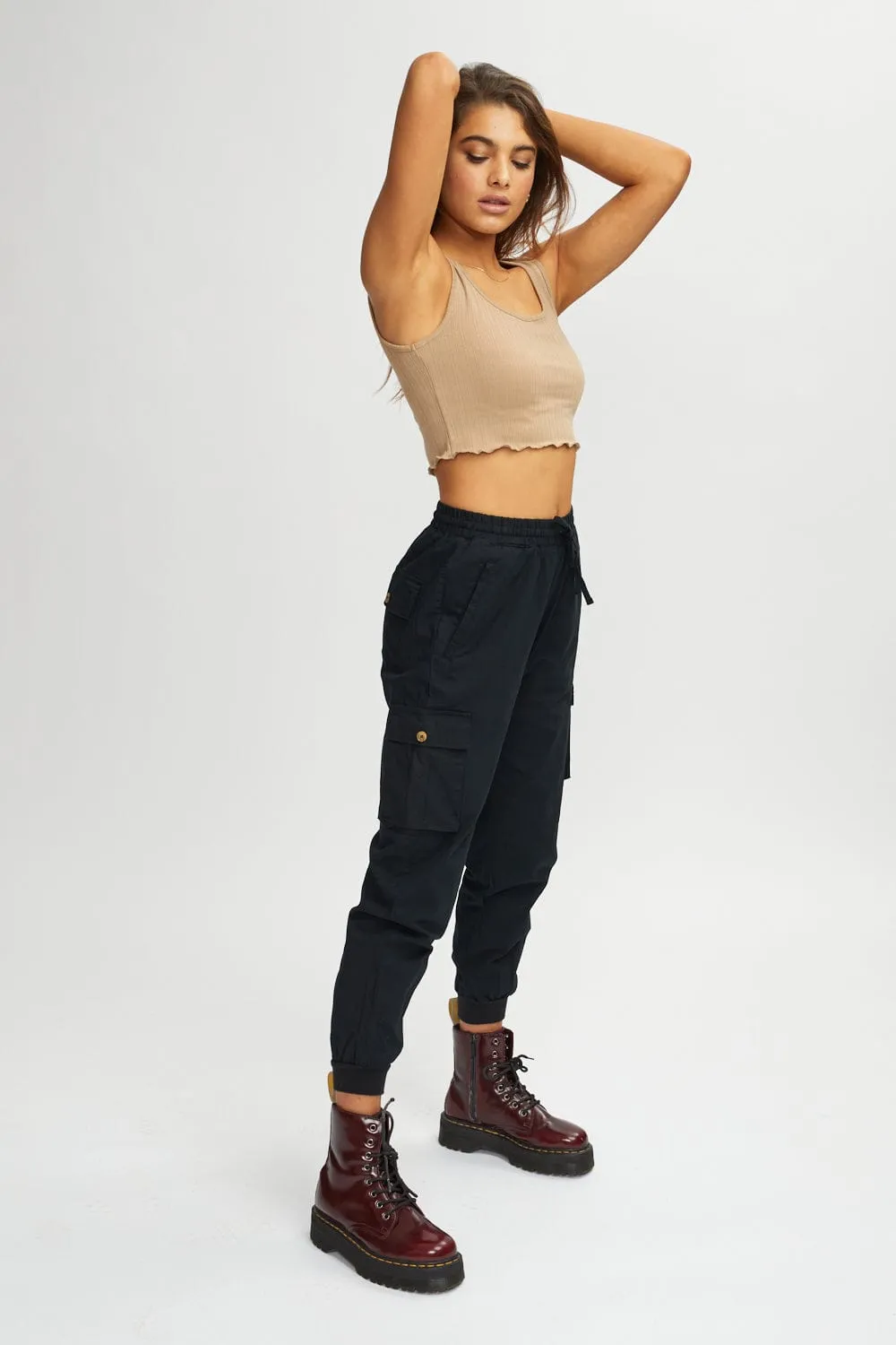 Faux Linen Cargo Pant
