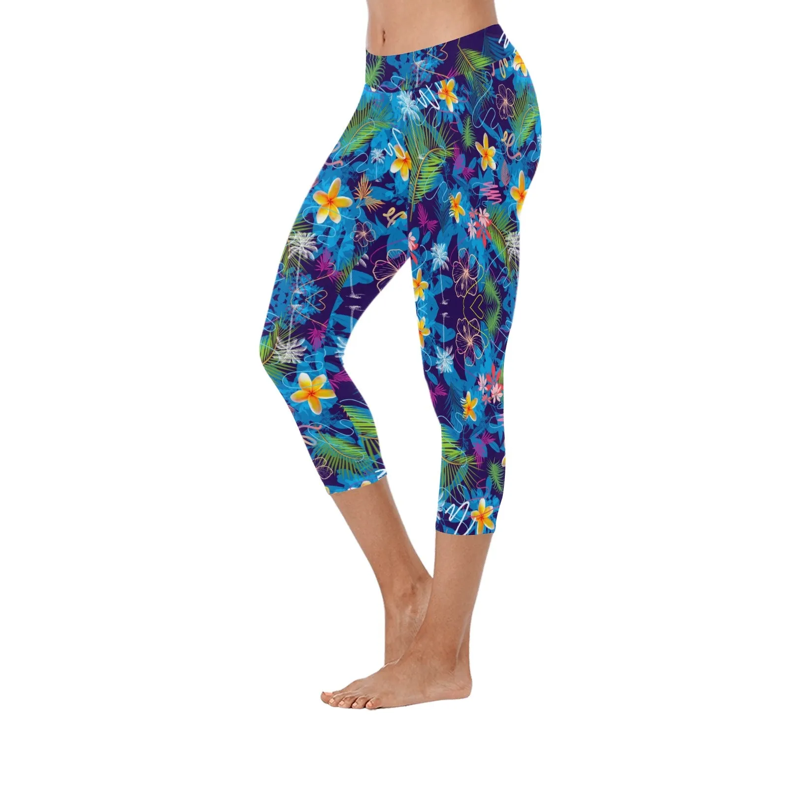 Hawaiian Blue Capri Leggings up to 5 XL