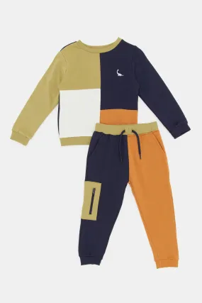 Infant Boys Multicolour Cut And Sew Jogging Suit (2 Piece)
