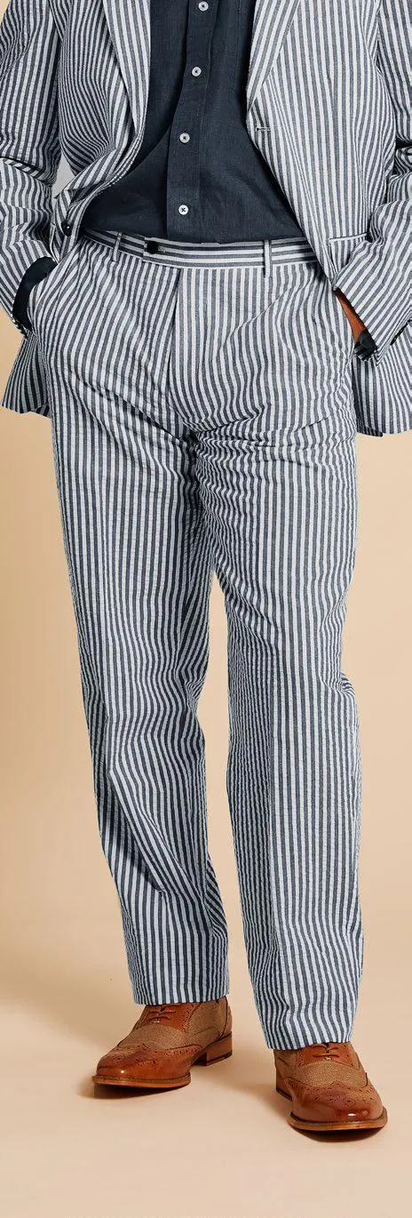 Inserch Seersucker Stripe Suit SU660155-00135 Dark Navy