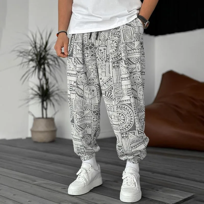 Men's Retro Loose Printed Jogging pants 40266721YY