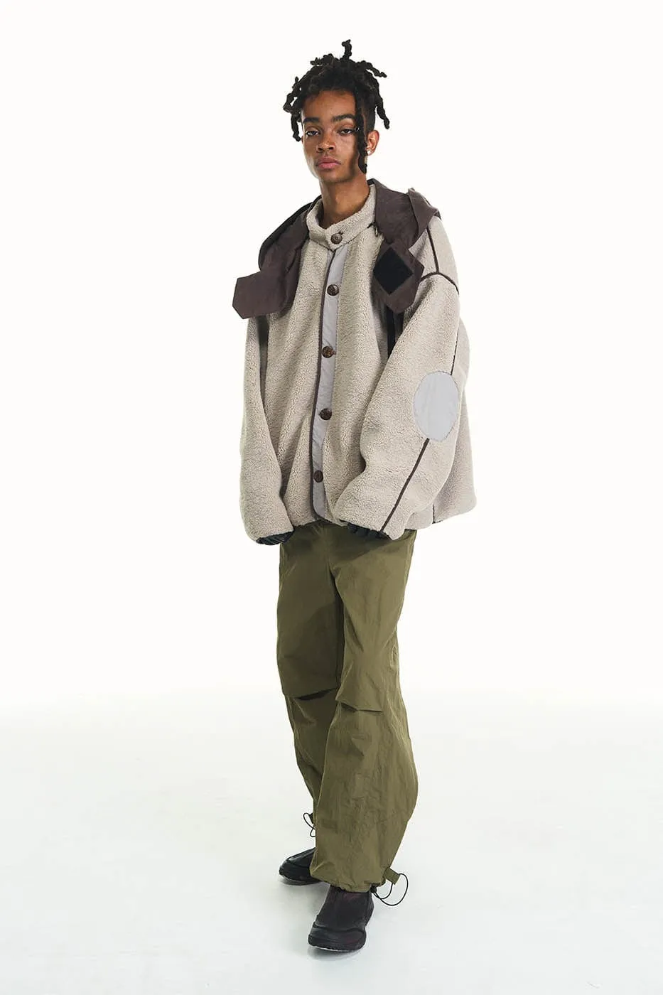 Pleated Spliced Track Pants