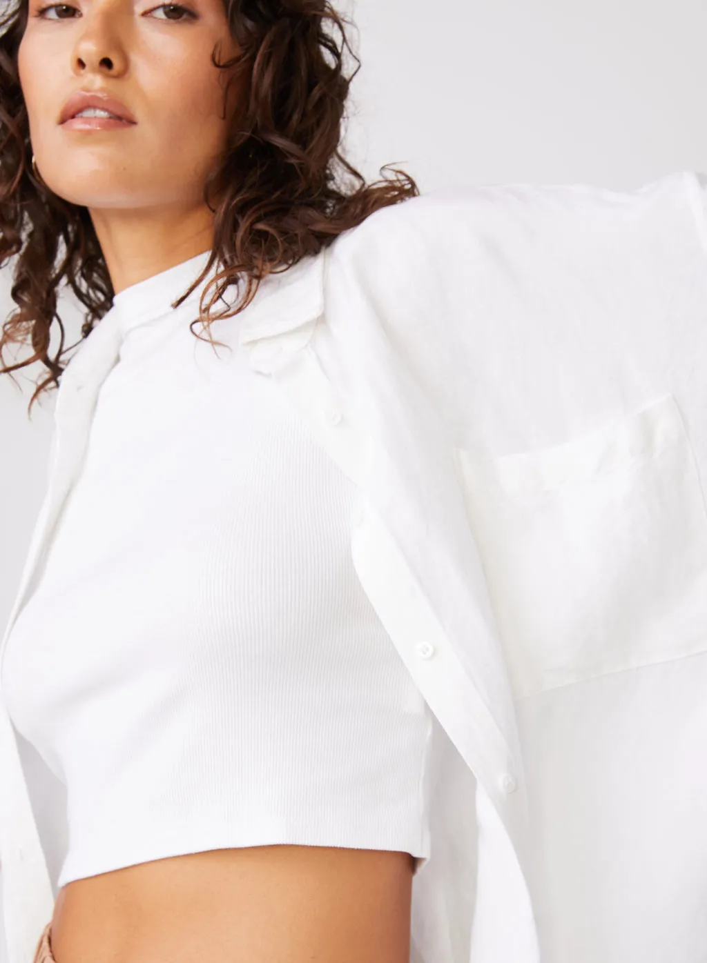 Stateside Linen Oversized Shirt in White